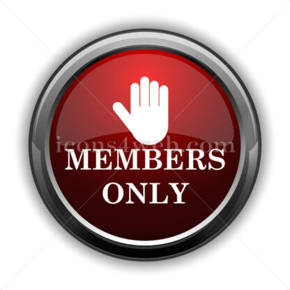 Members only icon. Red glossy web icon with shadow - Icons for website