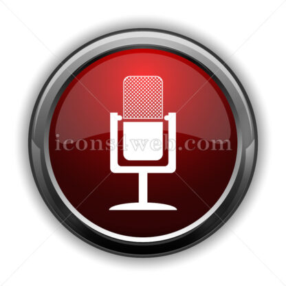 Microphone icon. Red glossy web icon with shadow - Icons for website