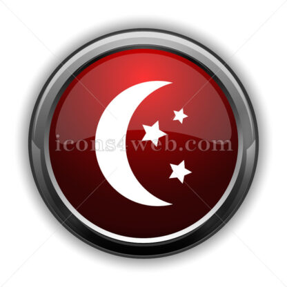 Moon icon. Red glossy web icon with shadow - Icons for website