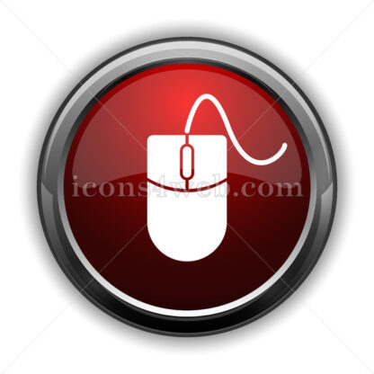 Mouse  icon. Red glossy web icon with shadow - Icons for website