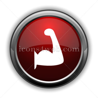 Muscle icon. Red glossy web icon with shadow - Icons for website