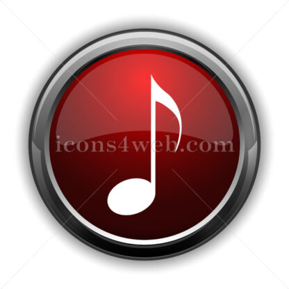 Musical note icon. Red glossy web icon with shadow - Icons for website