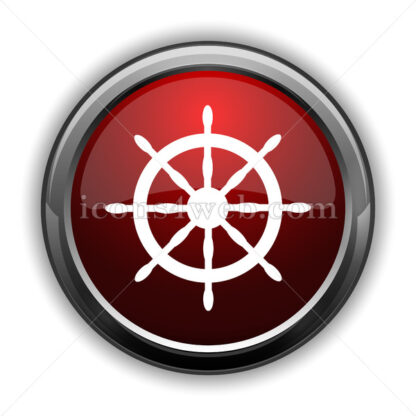 Nautical wheel icon. Red glossy web icon with shadow - Website icons