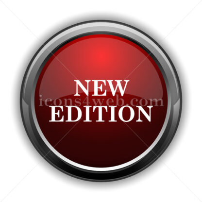 New edition icon. Red glossy web icon with shadow - Icons for website