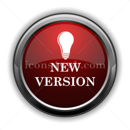 New version icon. Red glossy web icon with shadow - Icons for website