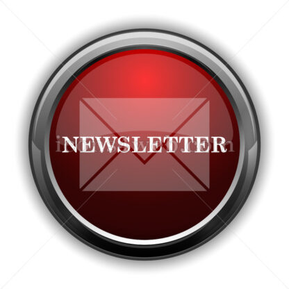 Newsletter icon. Red glossy web icon with shadow - Icons for website