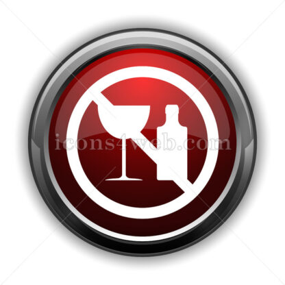 No alcohol icon. Red glossy web icon with shadow - Icons for website