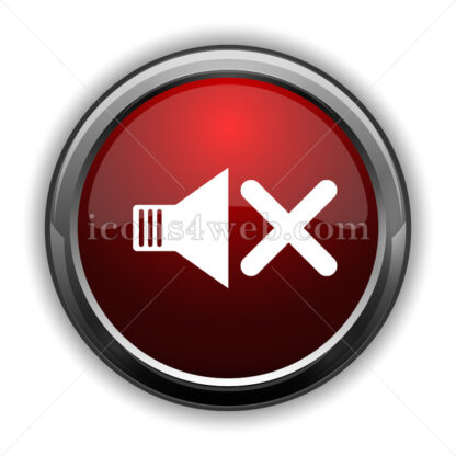 No sound icon. Red glossy web icon with shadow - Icons for website