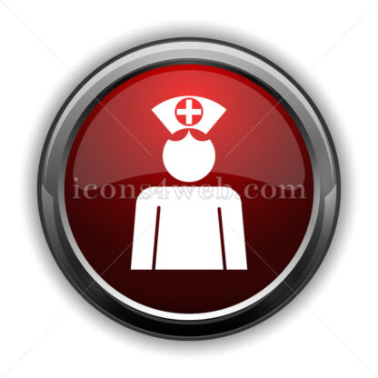 Nurse icon. Red glossy web icon with shadow - Icons for website