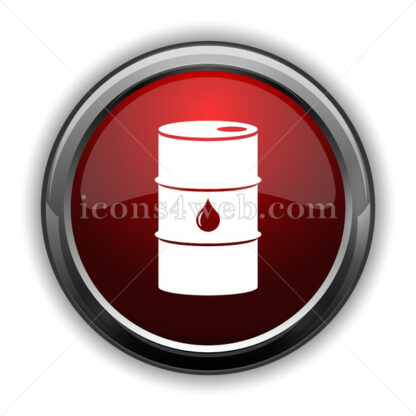 Oil barrel icon. Red glossy web icon with shadow - Icons for website