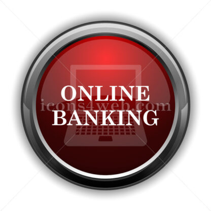Online banking icon. Red glossy web icon with shadow - Icons for website