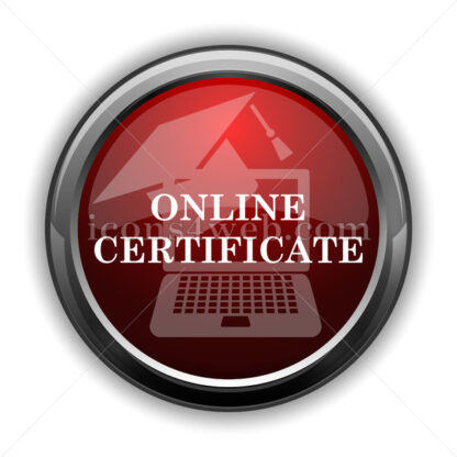 Online certificate icon. Red glossy web icon with shadow - Website icons