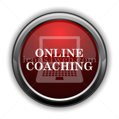 Online coaching icon. Red glossy web icon with shadow - Icons for website