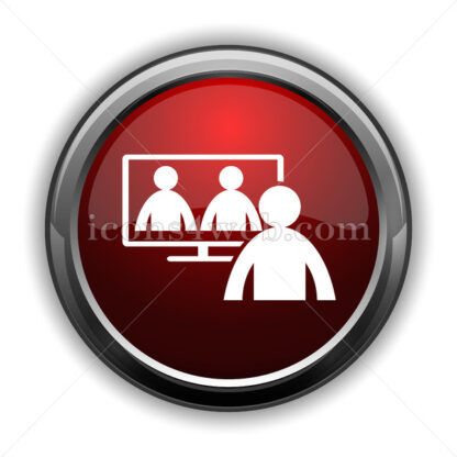 Online meeting icon. Red glossy web icon - Website icons