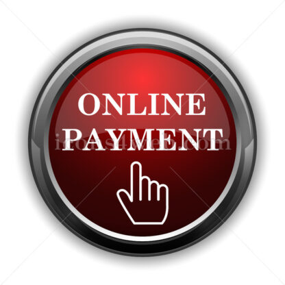 Online payment icon. Red glossy web icon with shadow - Website icons