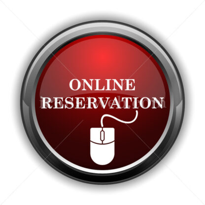 Online reservation icon. Red glossy web icon with shadow - Website icons