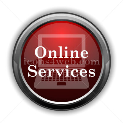 Online services icon. Red glossy web icon with shadow - Website icons