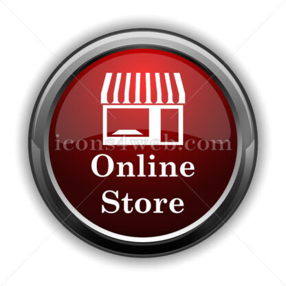 Online store icon. Red glossy web icon with shadow - Website icons