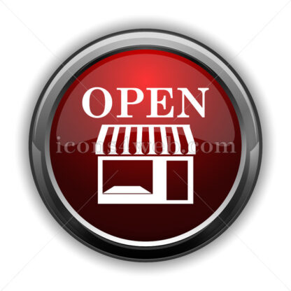Open store icon. Red glossy web icon with shadow - Website icons