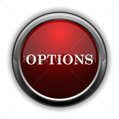 Options icon. Red glossy web icon with shadow - Icons for website