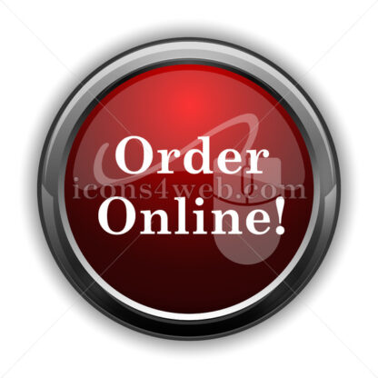 Order online icon. Red glossy web icon with shadow - Website icons