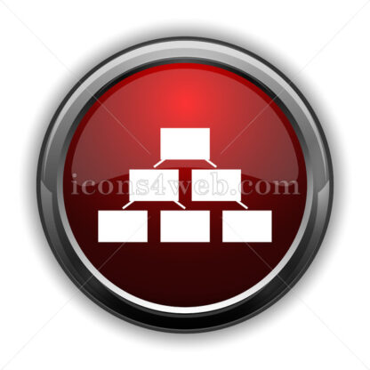 Organizational chart icon. Red glossy icon with shadow - Icons for website