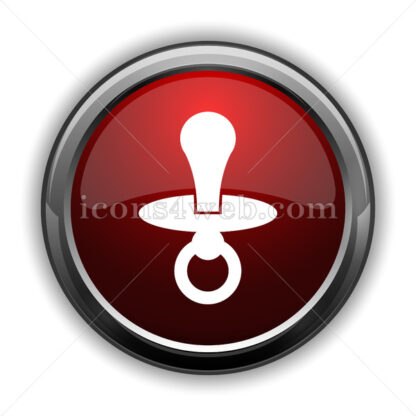 Pacifier icon. Red glossy web icon with shadow - Icons for website