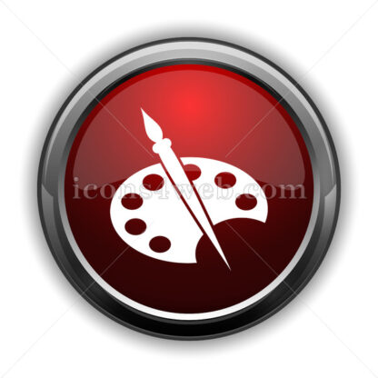Painting icon. Red glossy web icon with shadow - Icons for website