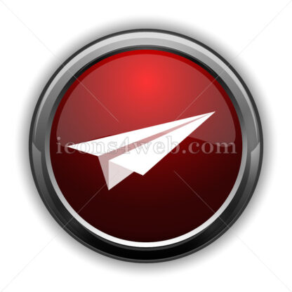 Paper plane icon. Red glossy web icon with shadow - Icons for website