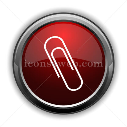 Paperclip icon. Red glossy web icon with shadow - Icons for website