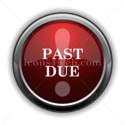 Past due icon. Red glossy web icon with shadow - Icons for website
