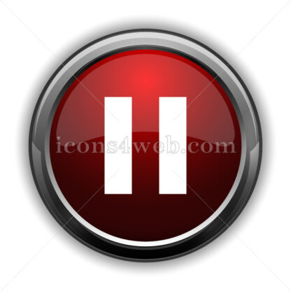 Pause icon. Red glossy web icon with shadow - Icons for website