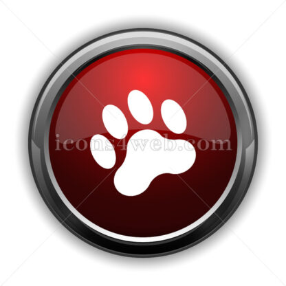 Paw print icon. Red glossy web icon with shadow - Icons for website