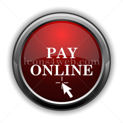 Pay online icon. Red glossy web icon with shadow - Website icons