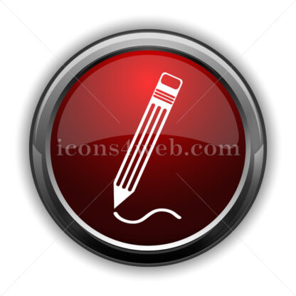 Pen icon. Red glossy web icon with shadow - Icons for website