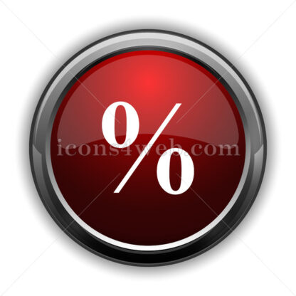 Percent  icon. Red glossy web icon with shadow - Icons for website