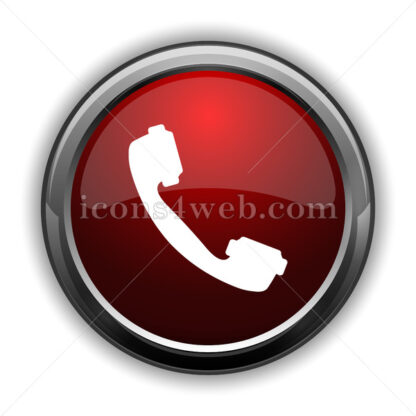 Phone icon. Red glossy web icon with shadow - Icons for website