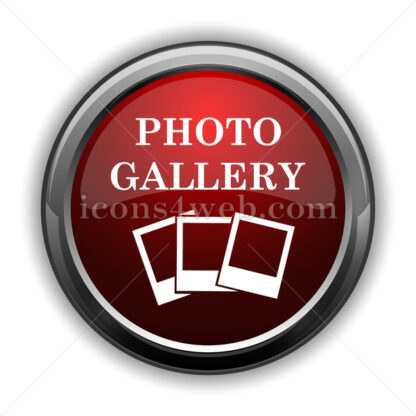 Photo gallery icon. Red glossy web icon with shadow - Icons for website