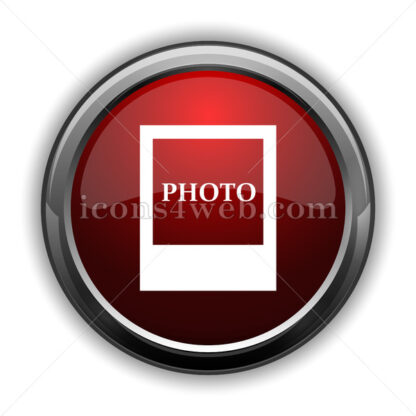 Photo icon. Red glossy web icon with shadow - Icons for website