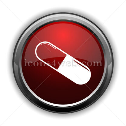 Pill icon. Red glossy web icon with shadow - Icons for website