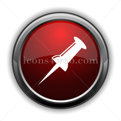 Pin icon. Red glossy web icon with shadow - Icons for website