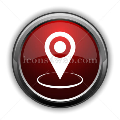 Pin location icon. Red glossy web icon with shadow - Website icons