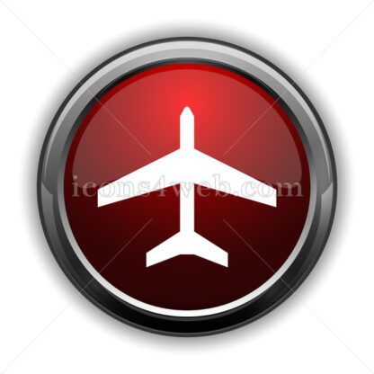 Plane icon. Red glossy web icon with shadow - Icons for website