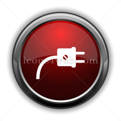 Plug icon. Red glossy web icon with shadow - Icons for website