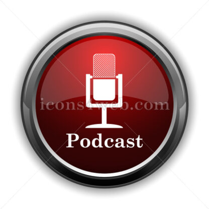 Podcast icon. Red glossy web icon with shadow - Icons for website