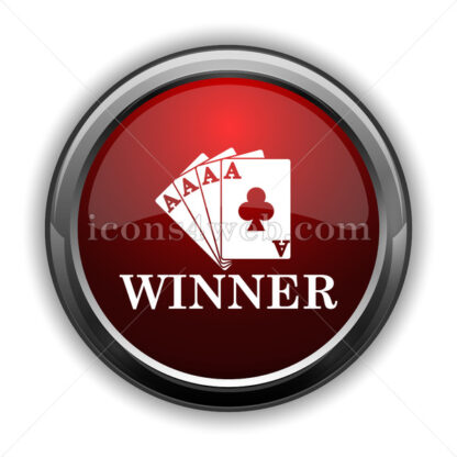 Poker winner icon. Red glossy web icon with shadow - Icons for website