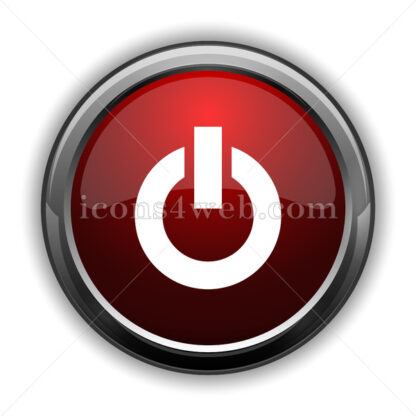 Power button icon. Red glossy web icon with shadow - Icons for website