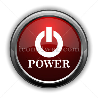 Power icon. Red glossy web icon with shadow - Icons for website