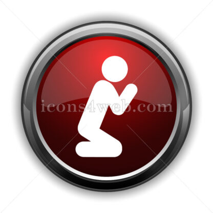 Prayer icon. Red glossy web icon with shadow - Website icons