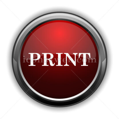 Print icon. Red glossy web icon with shadow - Icons for website